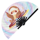 Cute Dj Party Sloth Bamboo Hand Fan