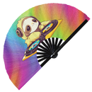 Cute Dj Party Sloth Bamboo Hand Fan