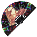 Cute Dj Party Sloth Bamboo Hand Fan
