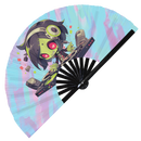 Cute Dj Undead Zombie Bamboo Hand Fan