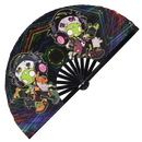 Cute Dj Undead Zombie Bamboo Hand Fan