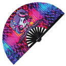 Cute Dj Zombie Party Undead | Hand Fan foldable bamboo gifts Festival accessories Rave handheld event Clack fan