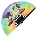 Cute Dj Undead Zombie Bamboo Hand Fan