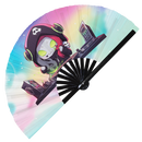 Cute Dj Undead Zombie Bamboo Hand Fan