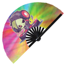 Cute Dj Undead Zombie Bamboo Hand Fan