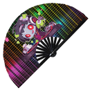 Cute Dj Undead Zombie Bamboo Hand Fan