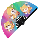 Dog Cute Shiba Boba Tea Kawaii Bamboo Hand Fan