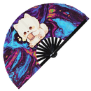 Cute Funny Dog Drinking Coffee Bamboo Hand Fan