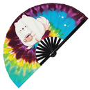 Cute Funny Dog Drinking Coffee Bamboo Hand Fan