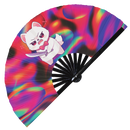 Cute Funny Dog Holding Knife Bamboo Hand Fan