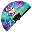 Cute Funny Dog Holding Knife Bamboo Hand Fan