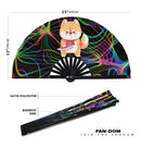 Cute Funny Dog Holding Knife Bamboo Hand Fan