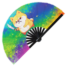 Cute Funny Dog Holding Knife Bamboo Hand Fan