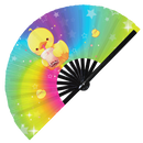 Cute Duck Boba Tea Kawaii Bamboo Hand Fan