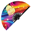 Cute Duck Boba Tea Kawaii Bamboo Hand Fan