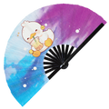 Cute Duck Boba Tea Kawaii | Hand Fan foldable bamboo gifts Festival accessories Rave handheld event Clack fan