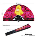 Cute Funny Duck Drinking Coffee Bamboo Hand Fan