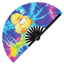 Cute Funny Duck Drinking Coffee Bamboo Hand Fan
