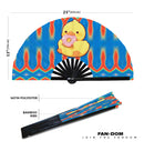Cute Funny Duck Eating Donut Bamboo Hand Fan
