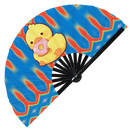 Cute Funny Duck Eating Donut Desserts Fat Duck | Hand Fan foldable bamboo gifts Festival accessories Rave handheld event