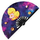 Cute Funny Duck Eating Donut Bamboo Hand Fan