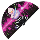 Cute Funny Duck Holding Knife Bamboo Hand Fan