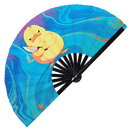 Cute Funny Duck Holding Knife Bamboo Hand Fan