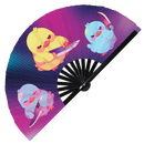 Cute Funny Duck Holding Knife Bamboo Hand Fan
