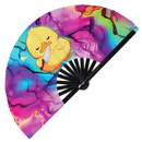 Cute Funny Duck Holding Knife I Choose Violence Murder Duckling | Hand Fan foldable bamboo gifts Festival accessories Rave handheld event
