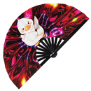 Cute Funny Duck Holding Knife Bamboo Hand Fan