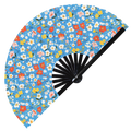 Cute Flowers Floral Pattern Bamboo Hand Fan