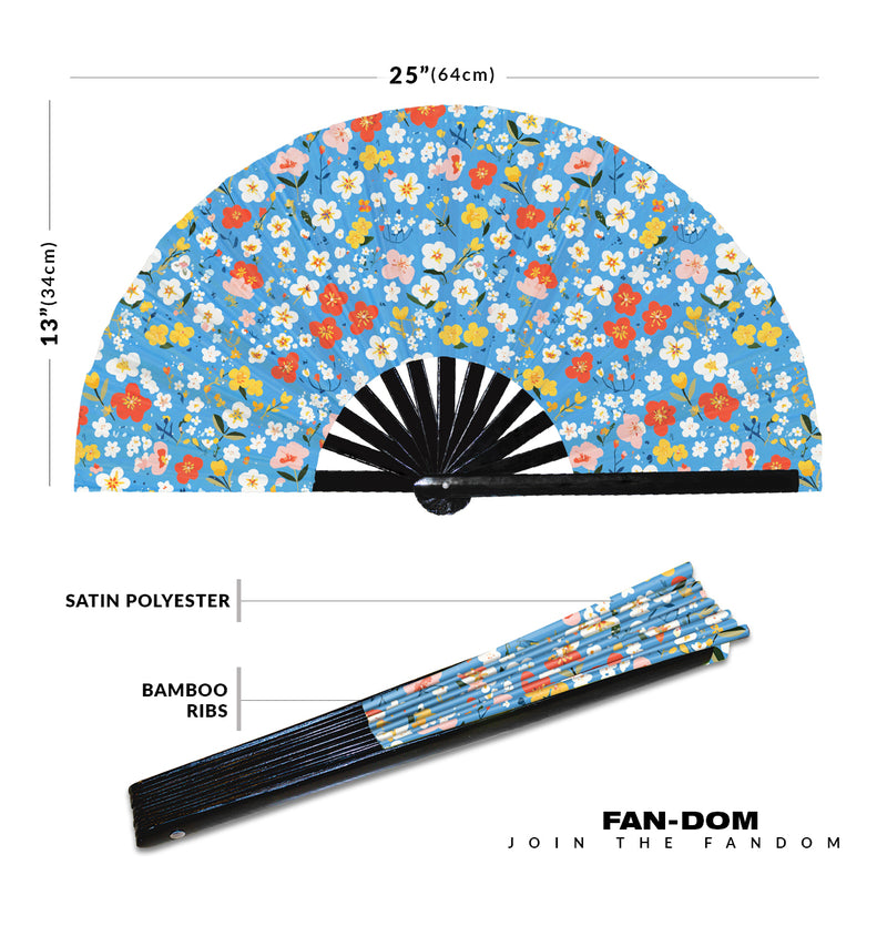 Cute Flowers Floral Pattern Bamboo Hand Fan