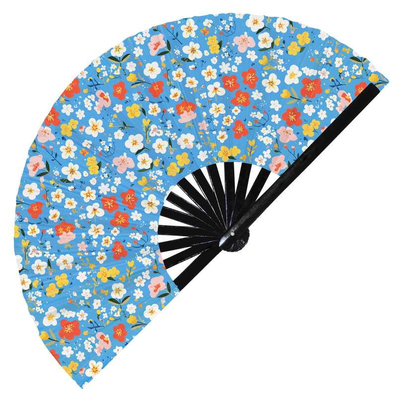 Cute Flowers Floral Pattern Bamboo Hand Fan