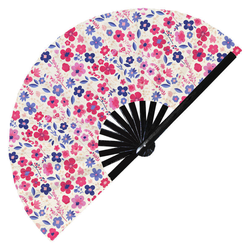 Cute Flowers Floral Pattern Bamboo Hand Fan