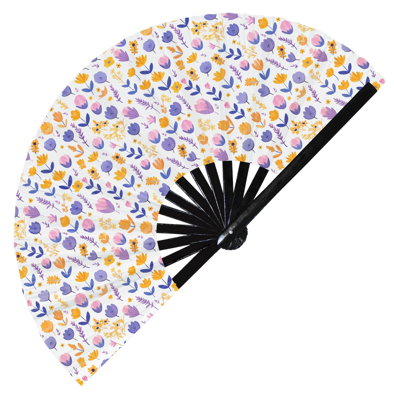 Cute Flowers Floral Pattern Bamboo Hand Fan