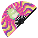 Cute Funny Frog Holding Knife Bamboo Hand Fan