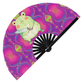 Cute Funny Frog Holding Knife I Choose Violence Murder Toad | Hand Fan - Foldable Bamboo Fan Accessories