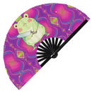 Cute Funny Frog Holding Knife Bamboo Hand Fan