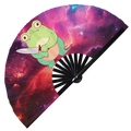 Cute Funny Frog Holding Knife I Choose Violence Murder Toad | Hand Fan - Foldable Bamboo Fan Accessories