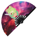 Cute Funny Frog Holding Knife Bamboo Hand Fan