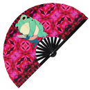 Cute Funny Frog Holding Knife Bamboo Hand Fan