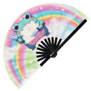 Cute Funny Frog Holding Knife Bamboo Hand Fan