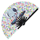 Cute Chibi Dj Koala Party Koalas Bamboo Hand Fan