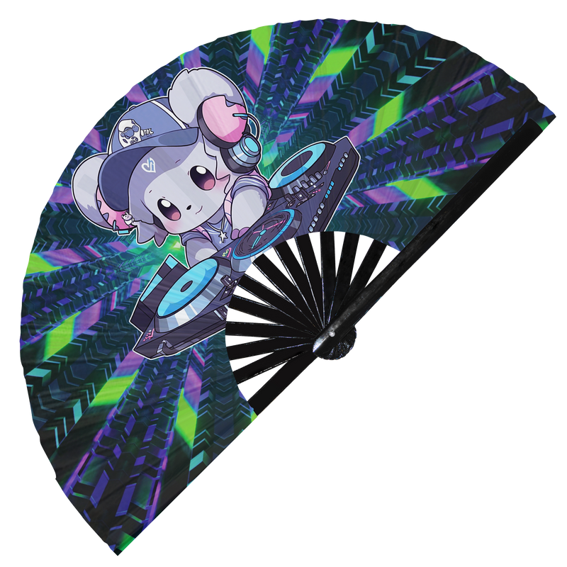 Cute Chibi Dj Koala Party Koalas | Hand Fan foldable bamboo gifts Festival accessories Rave handheld event Clack fans