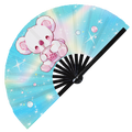 Cute Koala Boba Tea Kawaii | Hand Fan foldable bamboo gifts Festival accessories Rave handheld event Clack fan
