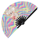 Cute Koala Boba Tea Kawaii | Hand Fan foldable bamboo gifts Festival accessories Rave handheld event Clack fan