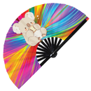 Cute Funny Koala Drinking Coffee Bamboo Hand Fan