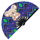 Cute Funny Koala Drinking Coffee Bamboo Hand Fan