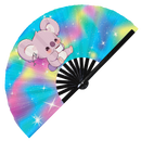 Cute Funny Koala Drinking Coffee Bamboo Hand Fan