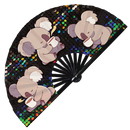 Cute Funny Koala Drinking Coffee Bamboo Hand Fan